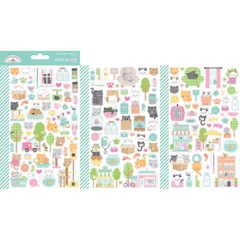 Pretty Kitty - Doodlebug - Mini Cardstock Stickers 2/Pkg
