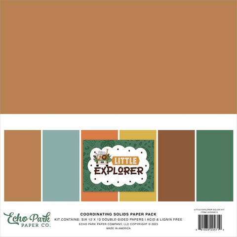 Little Explorer - Echo Park - Double-Sided Cardstock 12"X12" 6/Pkg - Solids