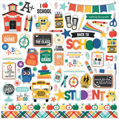 Off To School - Echo Park - Cardstock Stickers 12"X12" - Elements