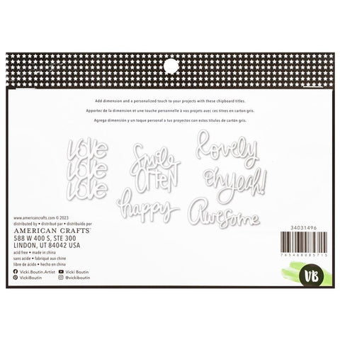 Vicki Boutin - Mixed Media - Chipboard Titles 6/Pkg (5715)