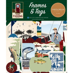 Gone Fishing - Carta Bella - Cardstock Ephemera - Frames & Tags