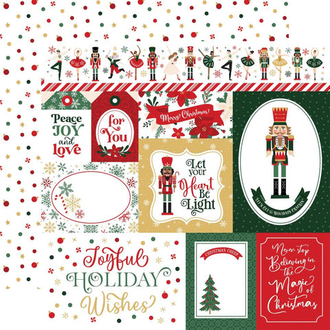 Nutcracker Christmas - Echo Park - Double-Sided Cardstock 12"X12" -Multi Journaling Cards