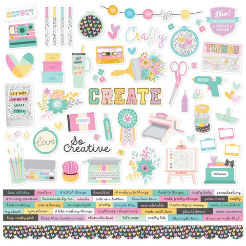 Crafty Things -Simple Stories - 12"X12" Cardstock Stickers - Combo