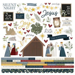 Silent Night - Simple Stories - 12"X12" Cardstock Stickers - Combo