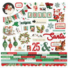 Simple Vintage Holly Jolly - Simple Stories - 12"x12" Cardstock Sticker Sheet - Combo