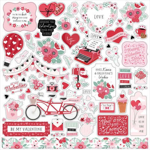 Valentine's Day - Echo Park - 12"x12" Cardstock Sticker Sheet - Elements