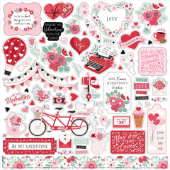 Valentine's Day - Echo Park - 12"x12" Cardstock Sticker Sheet - Elements