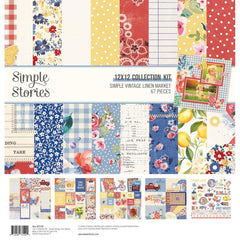 Simple Vintage Linen Market - Simple Stories - Collection Kit 12"X12"