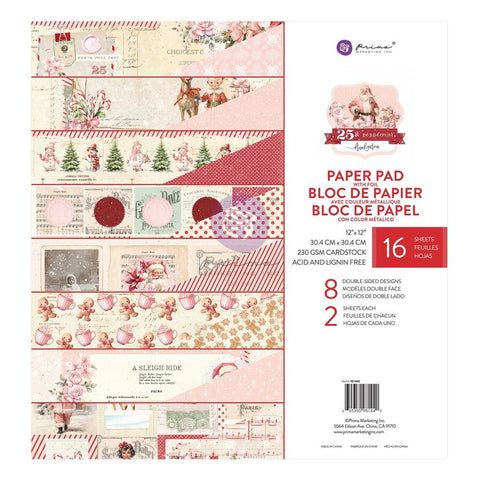 25 & Peppermint - Prima Marketing - Double-Sided Paper Pad 12"X12" 16/Pkg