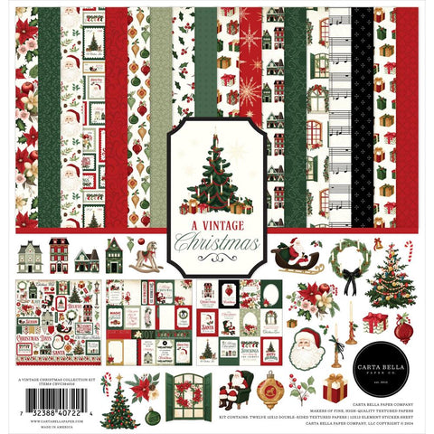 A Vintage Christmas  - Carta Bella - Collection Kit 12"X12"