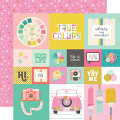 True Colors - Simple Stories - Double-Sided Cardstock 12"X12" - 2"x2"/4"x4" Elements