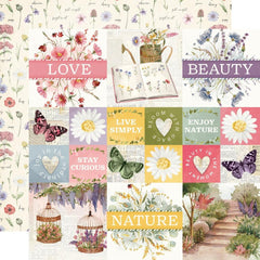 Simple Vintage Meadow Flowers - Simple Stories - Double-Sided Cardstock 12"X12" - 2"x2"/4"x4" Elements