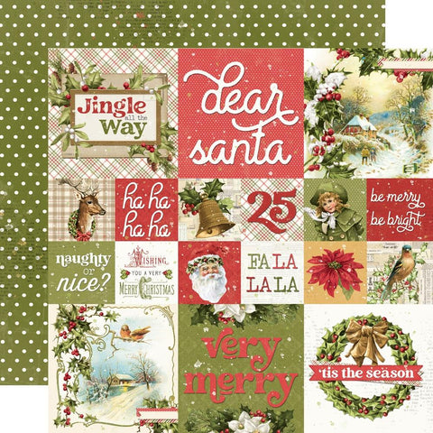 Simple Vintage Yuletide -Simple Stories - Double-Sided Cardstock 12"X12" - 2"x2"/4"x4" Elements