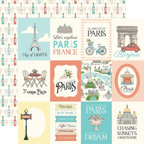 Paris - Carta Bella - Double-Sided Cardstock 12"X12" - 3"x4" Journaling Cards