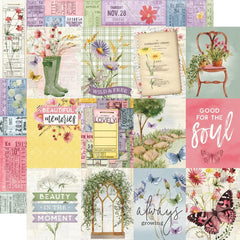 Simple Vintage Meadow Flowers - Simple Stories - Double-Sided Cardstock 12"X12" - 3"x4" Elements