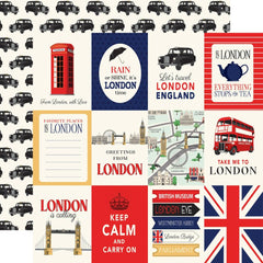 London - Carta Bella - Double-Sided Cardstock 12"X12" - 3"x4" Journaling Cards