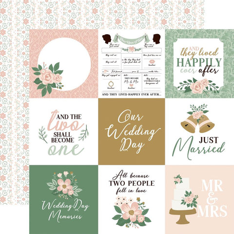 Marry Me - Echo Park - Double-Sided Cardstock 12"X12" - 4"x4" Journaling Elements