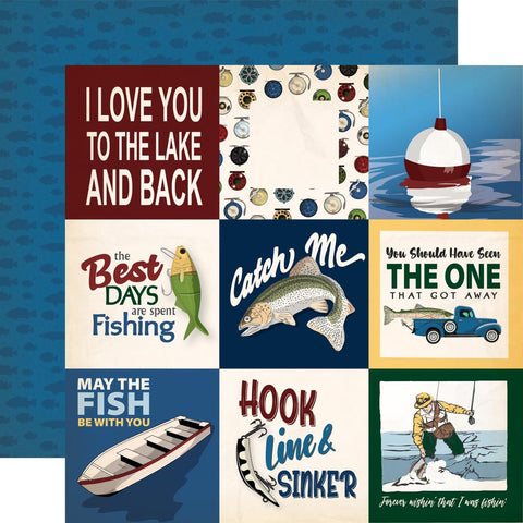 Gone Fishing - Carta Bella - Double-Sided Cardstock 12"X12" - 4"x4" Journaling Cards