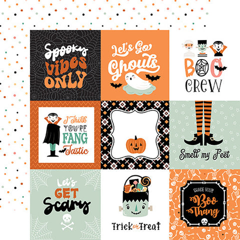 Spooktacular Halloween - Echo Park - Double-Sided Cardstock 12"X12" - 4"x4" Journaling Cards