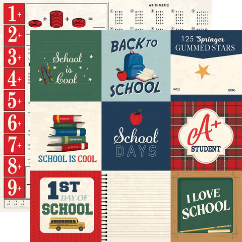 Back To School - Carta Bella - Double-Sided Cardstock 12"X12" - 4"x4" Journaling Cards