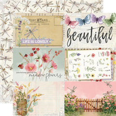 Simple Vintage Meadow Flowers - Simple Stories - Double-Sided Cardstock 12"X12" - 4"x6" Elements