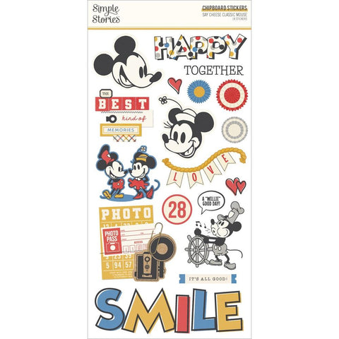 Say Cheese Classic Mouse - Simple Stories - 6"X12" Chipboard Stickers