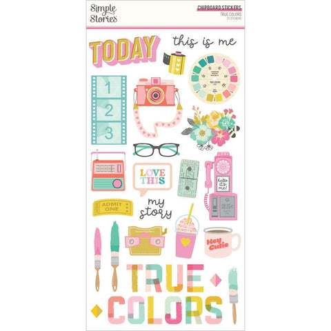 True Colors - Simple Stories - Chipboard Stickers 6"x12"