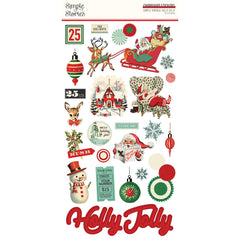 Simple Vintage Holly Jolly - Simple Stories - 6"x12" Chipboard Stickers