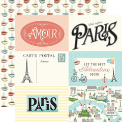 Paris - Carta Bella - Double-Sided Cardstock 12"X12" - 6"x4" Journaling Cards