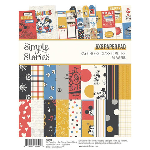 Say Cheese Classic Mouse - Simple Stories - Double-Sided Paper Pad 6"X8" 24/Pkg