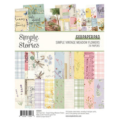 Simple Vintage Meadow Flowers - Simple Stories - Double-Sided Paper Pad 6"X8" 24/Pkg