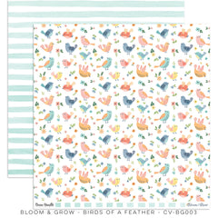 Bloom & Grow - Cocoa Vanilla - 12"x12" Double-sided Patterned Paper - Birds Of A Feather