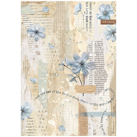 Create Happiness Secret Diary - Stamperia - A4 Rice Paper - Blue Flower (3899)