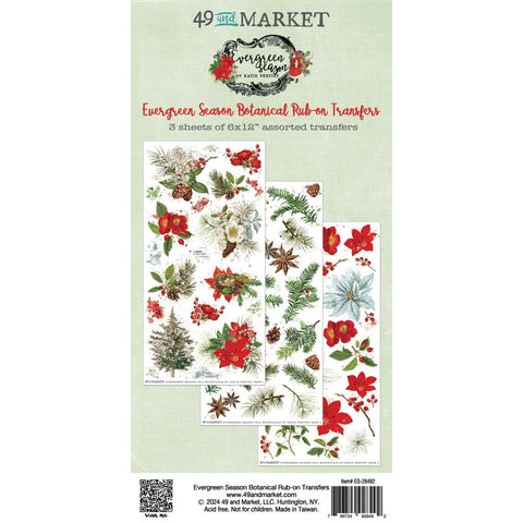 49 & Market - Evergreen Season - Rub-On Transfer Set - Botanical