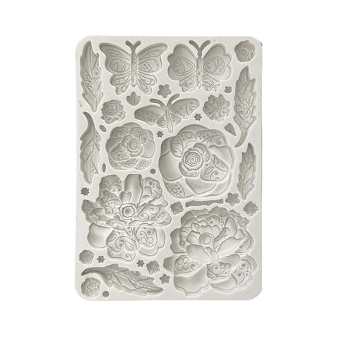 Old Lace - Stamperia - A5 Silicone Mould - Butterfly and Flowers (8412)