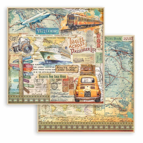 Art of Travelling - Stamperia - Double-Sided Cardstock 12"X12" - Car (9464)