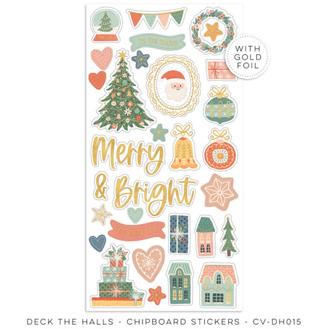 Deck The Halls - Cocoa Vanilla - 6"x12" Chipboard Stickers (0988)