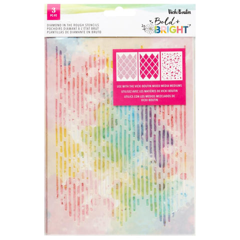 Bold & Bright - Vicki Boutin - Stencil Pack 3/Pkg - Diamond In The Rough