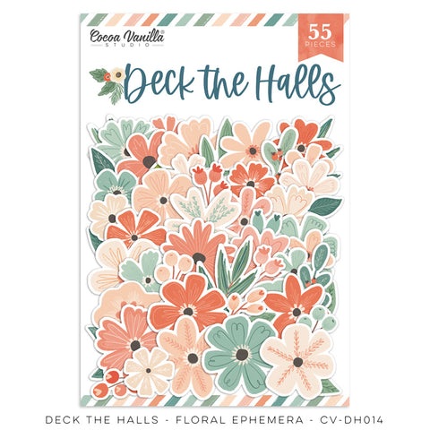 Deck The Halls - Cocoa Vanilla - Die Cut Ephemera - Floral (0971)