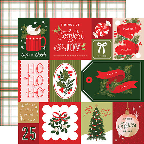 Christmas Joy - Echo Park - Double-Sided Cardstock 12"X12" - Multi Journaling Cards (7922)