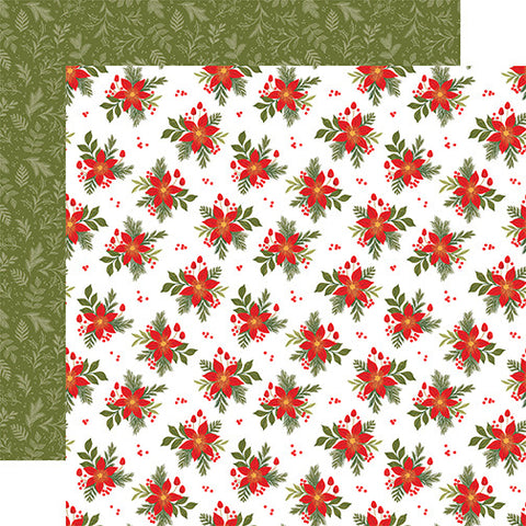 Christmas Joy - Echo Park - Double-Sided Cardstock 12"X12" - Popular Poinsettia (8622)