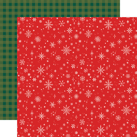 Christmas Joy - Echo Park - Double-Sided Cardstock 12"X12" - Red Snowflakes (8820)