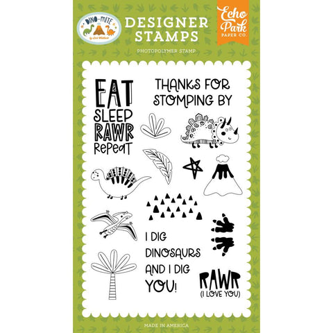 Dino-Mite - Echo Park - Clear Stamp Set - Eat Sleep Rawr