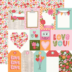 Heartstrings - Simple Stories - Double-Sided Cardstock 12"X12" - Elements 1