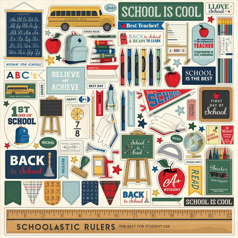 Back To School - Carta Bella - Cardstock Stickers 12"X12" - Elements