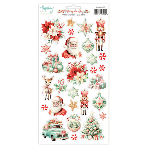 Merry & Joy - Mintay Papers - 6"x12" Paper Stickers - Elements