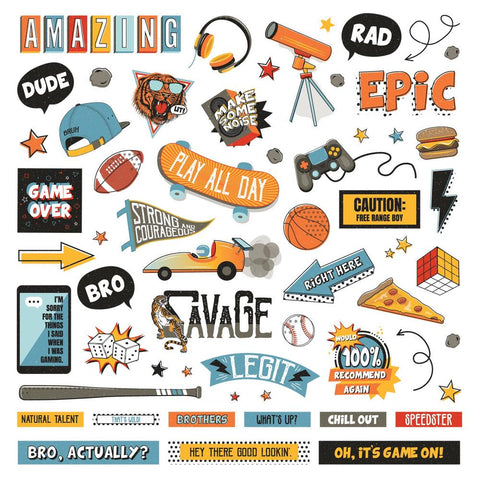 Bro's Amazing - PhotoPlay - Cardstock Stickers 12"X12" - Elements