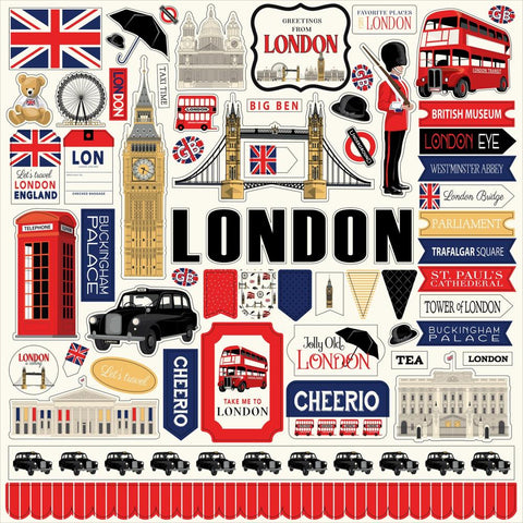 London - Carta Bella - Cardstock Stickers 12"X12" - Elements