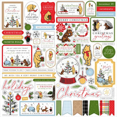 Winnie The Pooh Christmas - Echo Park - Cardstock Stickers 12"X12" - Elements