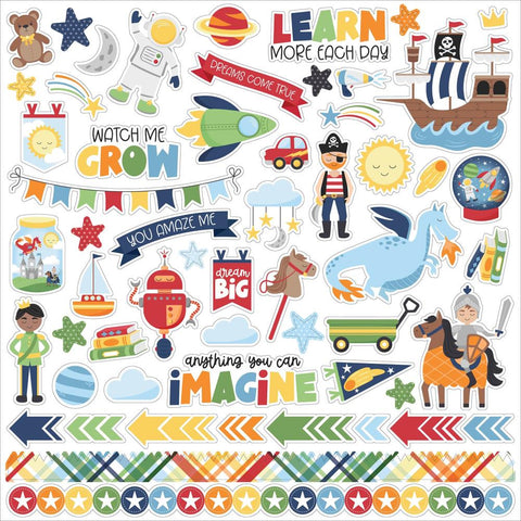 My Little Boy - Echo Park - Cardstock Stickers 12"X12" - Elements